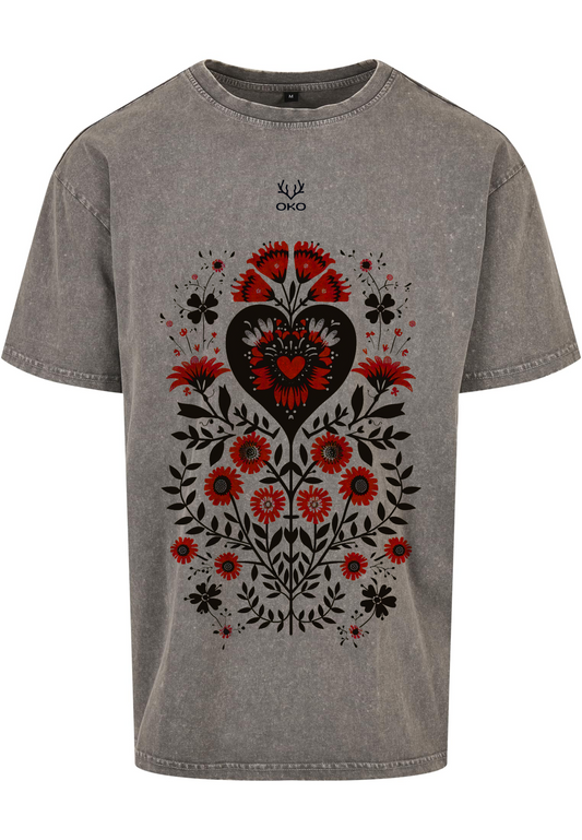 Grey unisex t-shirt with ornament print